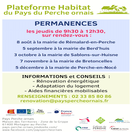 Permanences Plateforme Habitat du Pays du Perche ornais